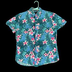 Vintage Style Hawaiian Floral Button Down Shirt J. Crew Men’s Medium